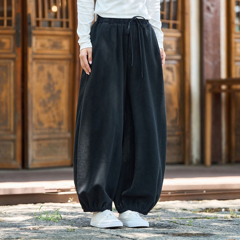 Buddha Stones Winter Men's Pure Color Elastic Cuff Design Cotton 9 Length Pants With Pockets - image 21