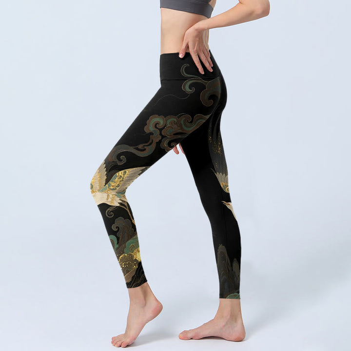 Buddha Stones Soaring Phoenix Cloud Pattern Print Gym Leggings Women's Yoga Pants - image 2