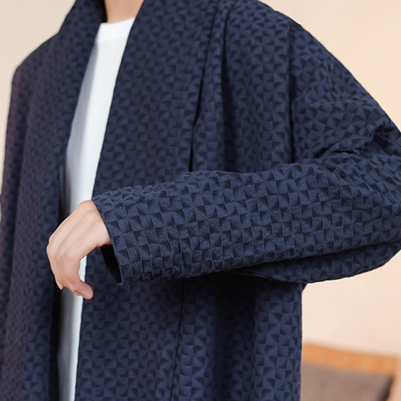 Buddha Stones Winter Jacquard Simple Design Men's Cotton Long Sleeve Kimono - image 12