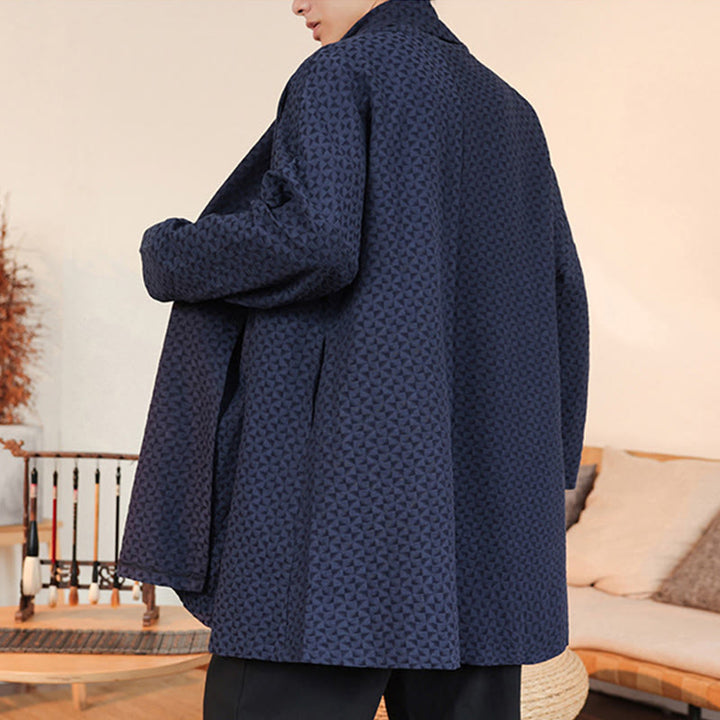 Buddha Stones Winter Jacquard Simple Design Men's Cotton Long Sleeve Kimono - image 5