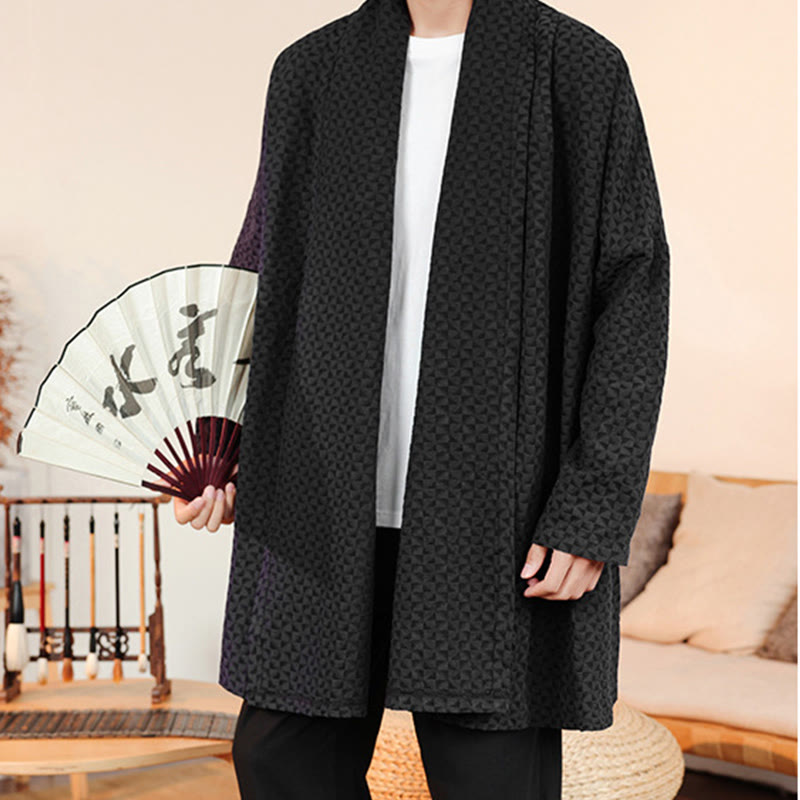 Buddha Stones Winter Jacquard Simple Design Men's Cotton Long Sleeve Kimono - image 22
