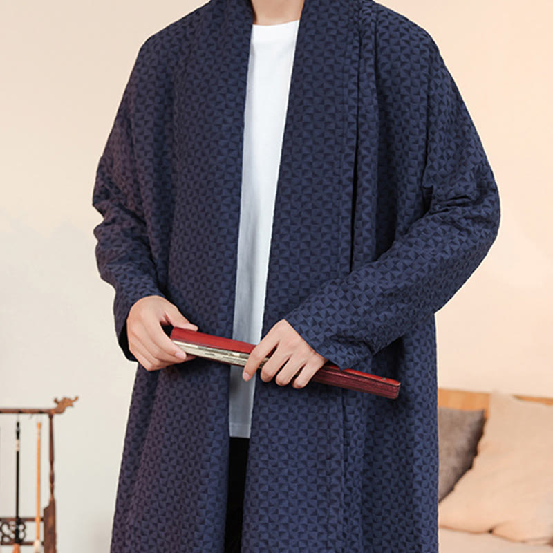 Buddha Stones Winter Jacquard Simple Design Men's Cotton Long Sleeve Kimono - image 8