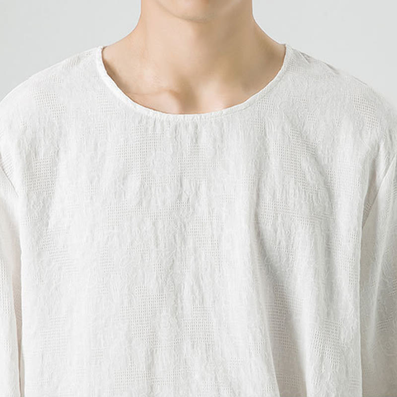 Buddha Stones Men's Chinese Frog-Button Plain Design Cotton Long Sleeve T-Shirt Zen Clothing - image 19