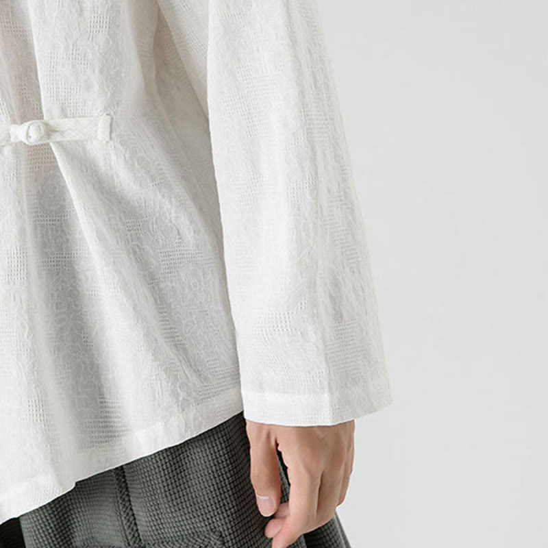 Buddha Stones Men's Chinese Frog-Button Plain Design Cotton Long Sleeve T-Shirt Zen Clothing - image 22