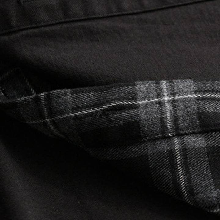 Buddha Stones Spring Plaid Pattern Fake Two-piece Long Sleeve Men's Cotton Jacket With Pocket - image 8