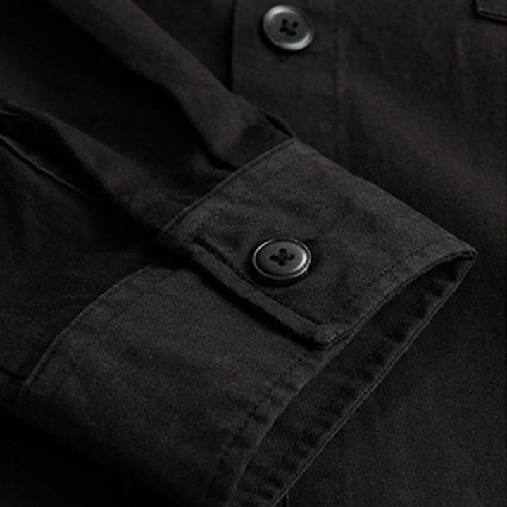 Buddha Stones Spring Plaid Pattern Fake Two-piece Long Sleeve Men's Cotton Jacket With Pocket - image 7