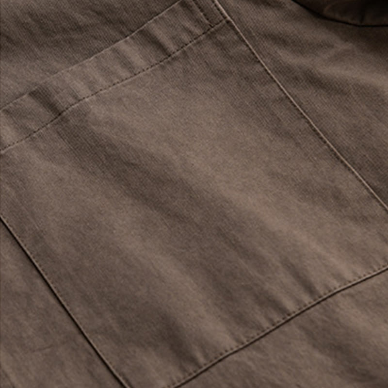 Buddha Stones Spring Plaid Pattern Fake Two-piece Long Sleeve Men's Cotton Jacket With Pocket - image 15