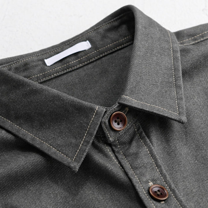 Buddha Stones Fall Plain Buttons Long Sleeve Men's Cotton Jacket With Pocket - image 8