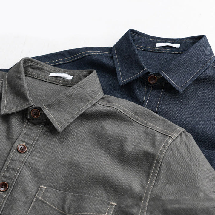 Buddha Stones Fall Plain Buttons Long Sleeve Men's Cotton Jacket With Pocket - image 15