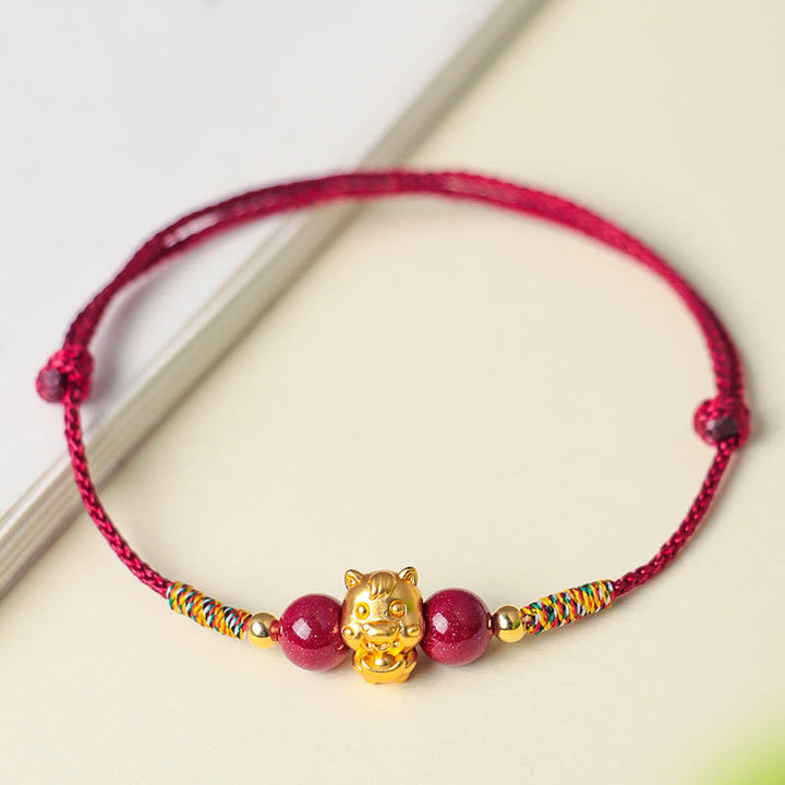 Buddha Stones 999 Sterling Silver Year of the Horse Fu Character Red String Cinnabar Luck Bracelet - image 8