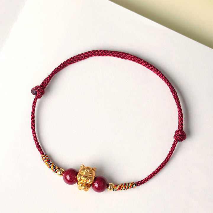 Buddha Stones 999 Sterling Silver Year of the Horse Fu Character Red String Cinnabar Luck Bracelet - image 14