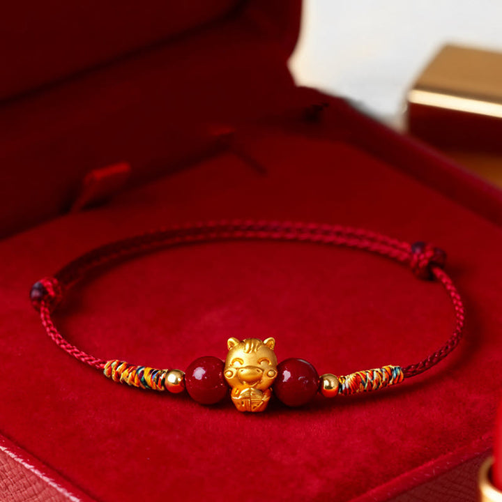 Buddha Stones 999 Sterling Silver Year of the Horse Fu Character Red String Cinnabar Luck Bracelet - Horse Fu Character(Wrist Circumference: 14-19cm) - image 0