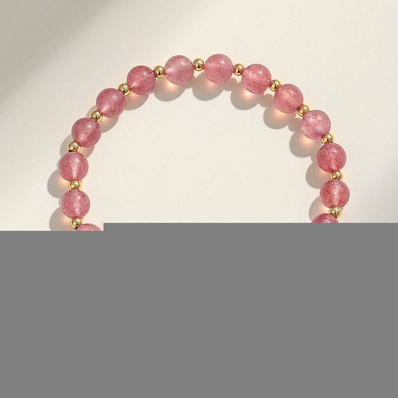 Buddha Stones Year Of The Horse Strawberry Quartz Citrine Red Agate Pink Crystal Love Bracelet - image 1
