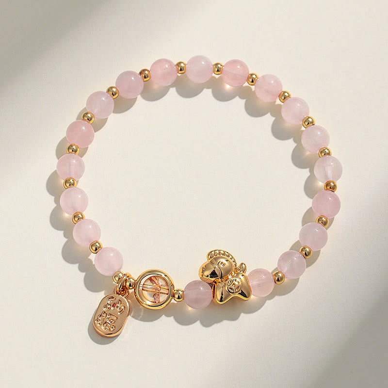 Buddha Stones Year Of The Horse Strawberry Quartz Citrine Red Agate Pink Crystal Love Bracelet - image 13