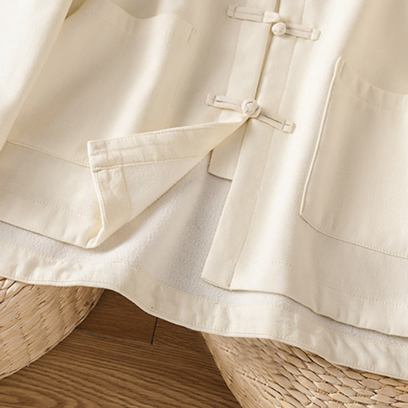 Buddha Stones Winter Frog-button Long Sleeve Cotton Fleece Lined Women's Thermal Jacket With Pockets - image 10