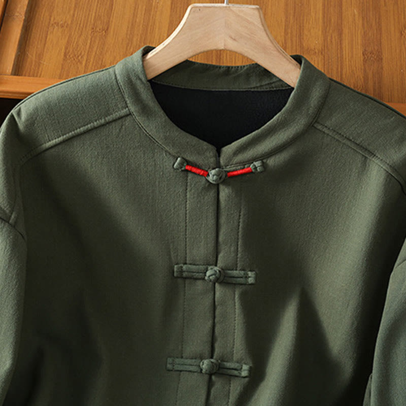 Buddha Stones Winter Frog-button Long Sleeve Cotton Fleece Lined Women's Thermal Jacket With Pockets - image 15