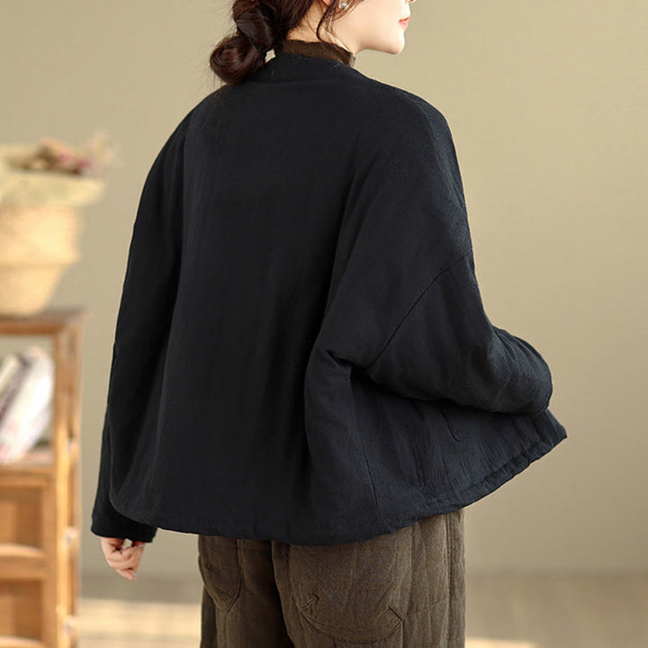 Buddha Stones Winter Long Sleeve Cotton Women's Thermal Jacket With Pockets - image 3