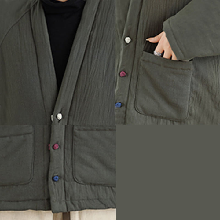 Buddha Stones Winter Long Sleeve Cotton Women's Thermal Jacket With Pockets - image 24