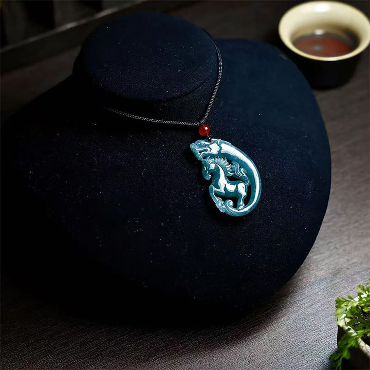 Buddha Stones Year Of The Horse Dragon Jade Luck Necklace Pendants - image 2