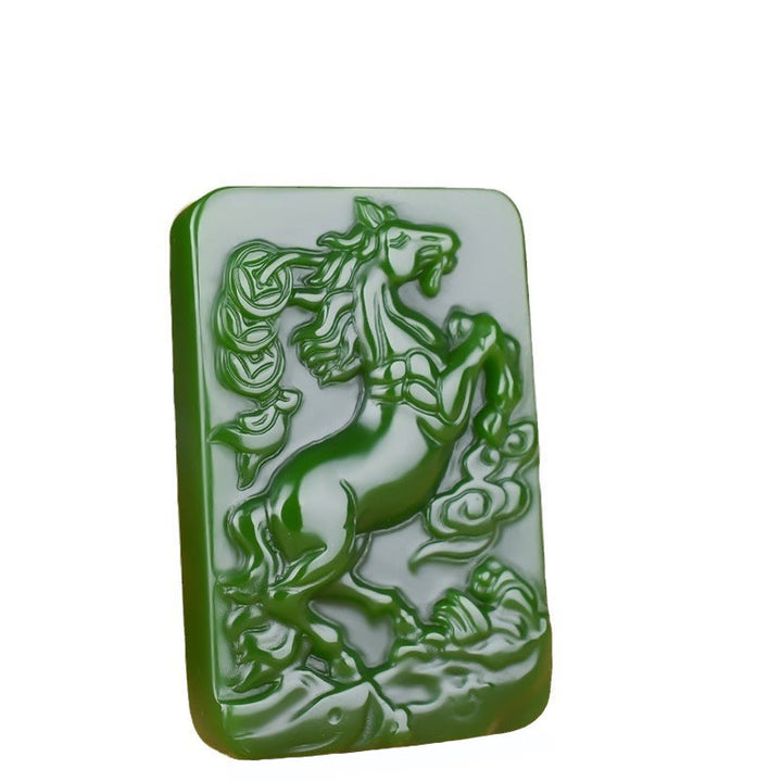 Buddha Stones Year Of The Horse Jade Abundance  Necklace Pendants - image 4