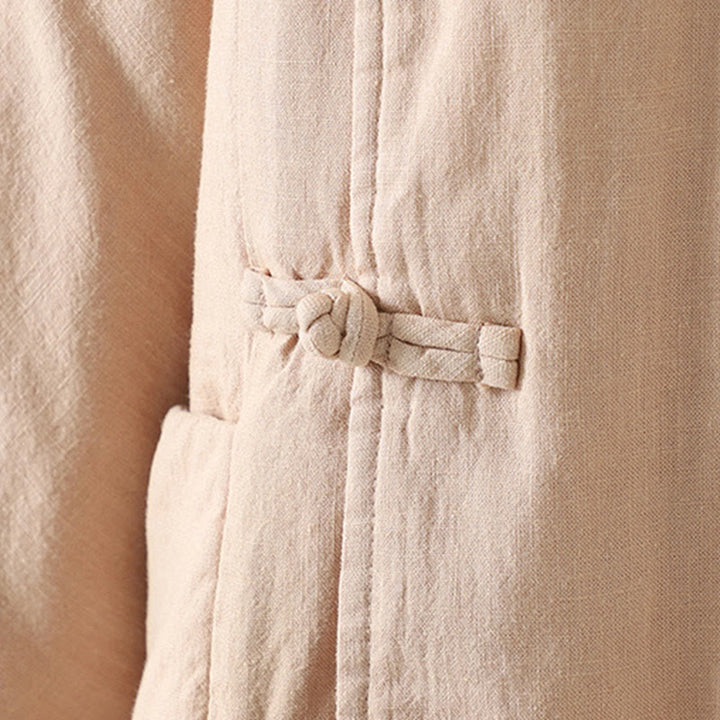 Buddha Stones Winter Frog-button Mid-length Women's Cotton Coat With Pockets - image 18