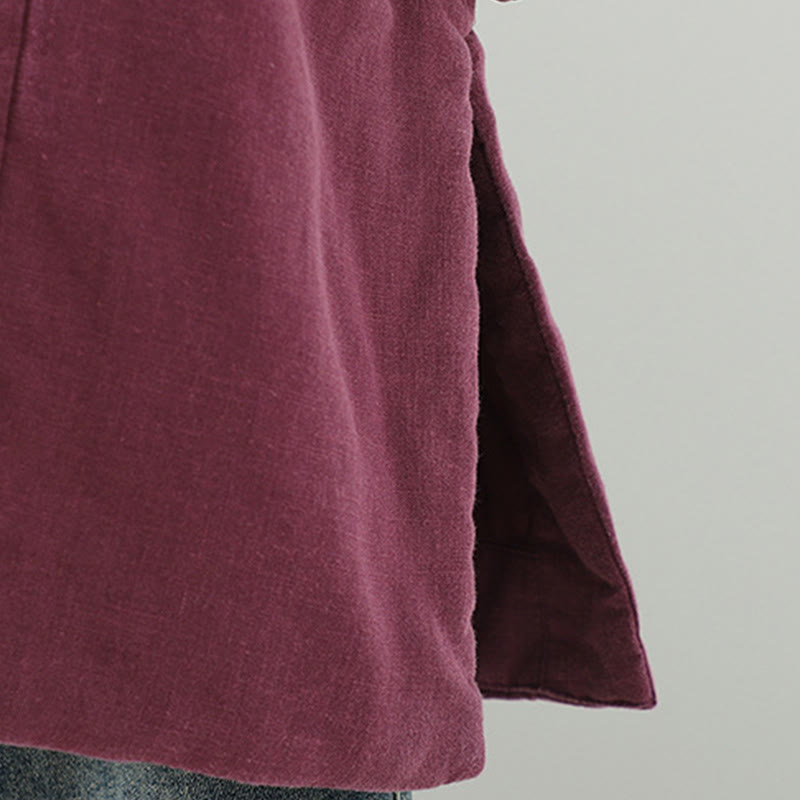 Buddha Stones Winter Frog-button Mid-length Women's Cotton Coat With Pockets - image 30