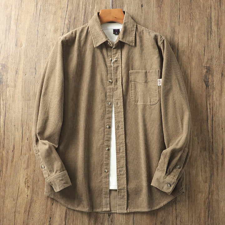 Buddha Stones Lapel Corduroy Solid Color Men's Long Sleeve Cotton Thickened Jacket With Pockets - Peru - US/UK/AU40，EU50 (2XL) - image 0