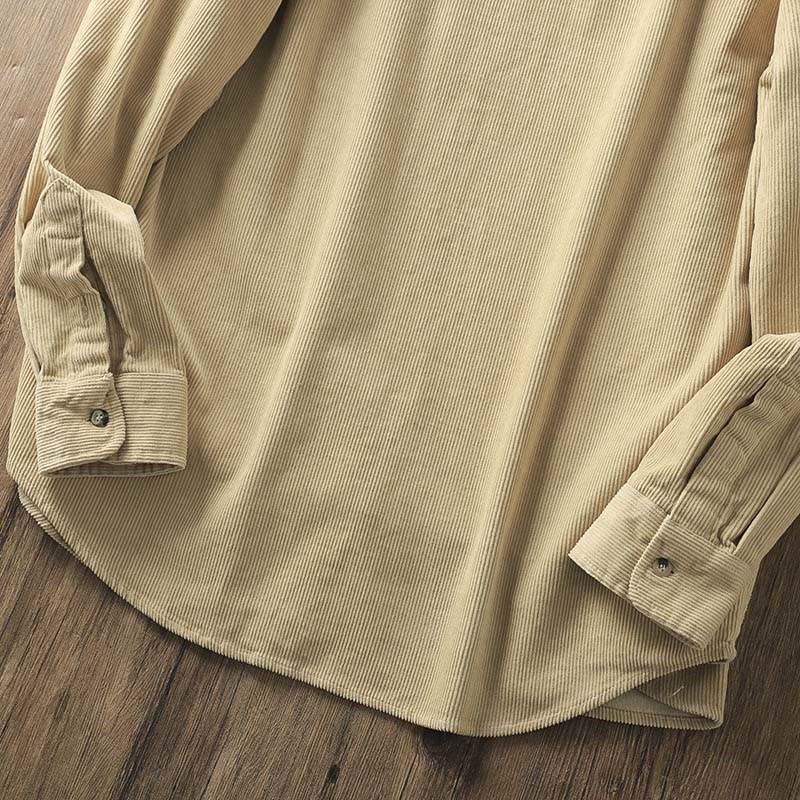 Buddha Stones Lapel Corduroy Solid Color Men's Long Sleeve Cotton Thickened Jacket With Pockets - image 12