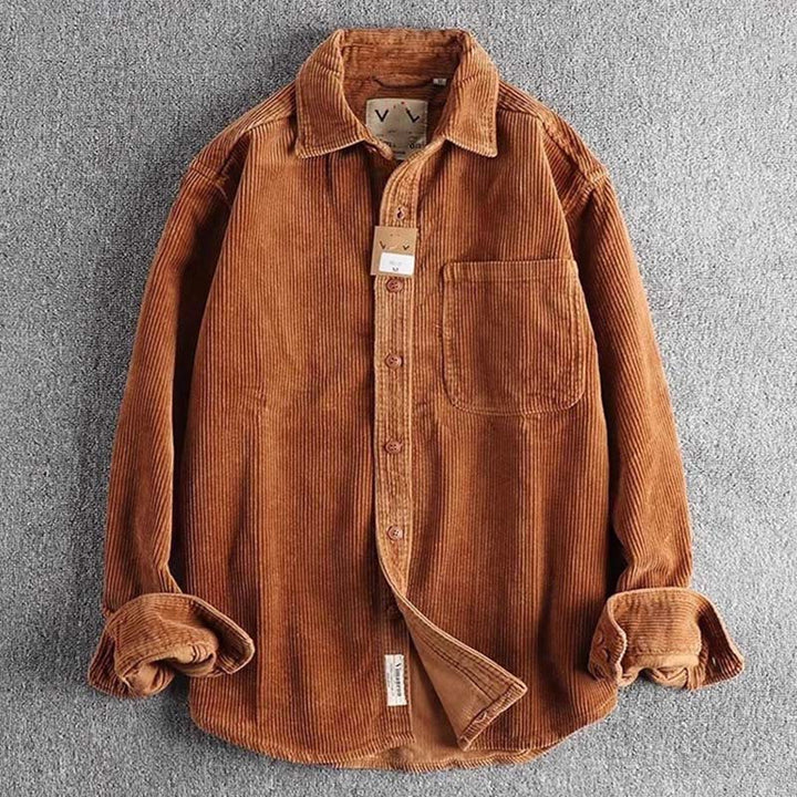 Buddha Stones Solid Color Single Breasted Buttons Men's Long Sleeve Thickened Jacket With Pockets - Brown - US/UK/AU44，EU54 (4XL) - image 7
