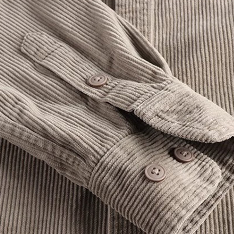 Buddha Stones Solid Color Single Breasted Buttons Men's Long Sleeve Thickened Jacket With Pockets - image 4