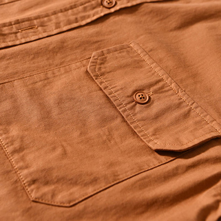 Buddha Stones Crew Neck Solid Color Men's Long Sleeve Cotton Thickened Jacket With Pockets - image 13