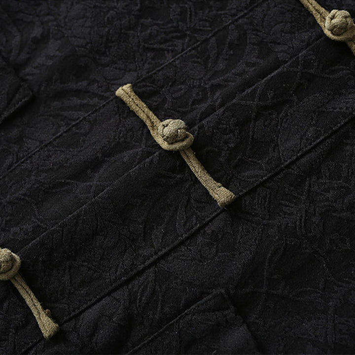 Buddha Stones Spring Jacquard Men's Frog-Button Cotton Long Sleeve Jacket With Pockets - image 6