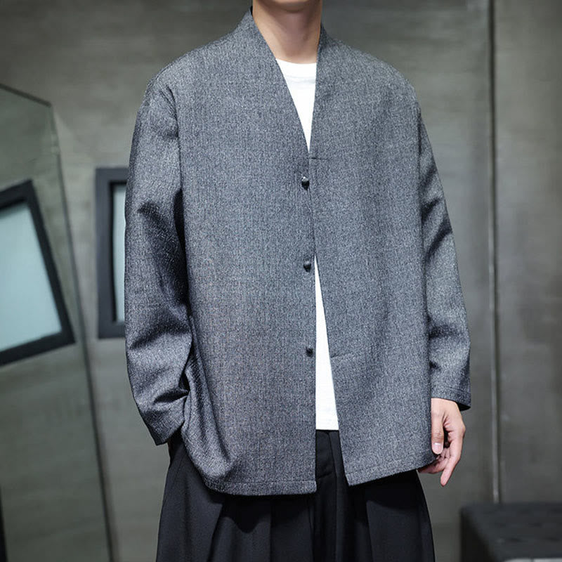 Buddha Stones Spring Fall Solid Color Long Sleeve Men's Jacket - image 1