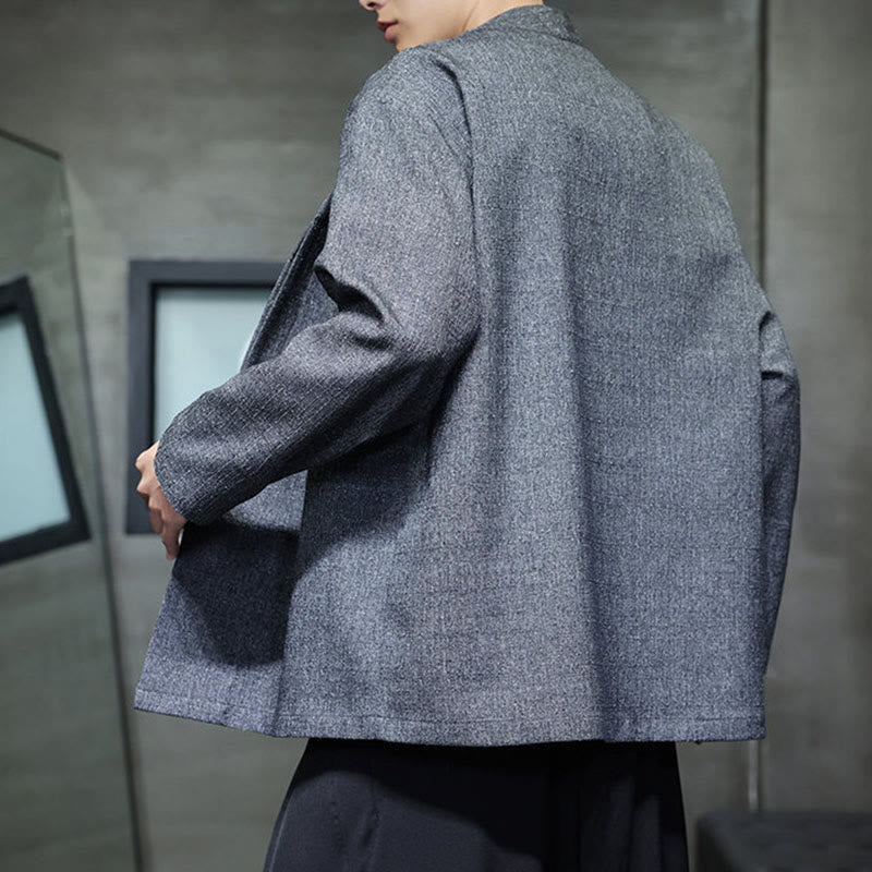 Buddha Stones Spring Fall Solid Color Long Sleeve Men's Jacket - image 3