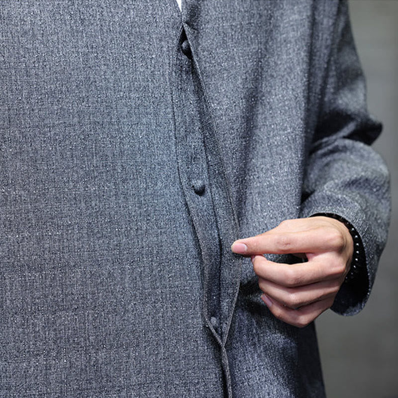 Buddha Stones Spring Fall Solid Color Long Sleeve Men's Jacket - image 10