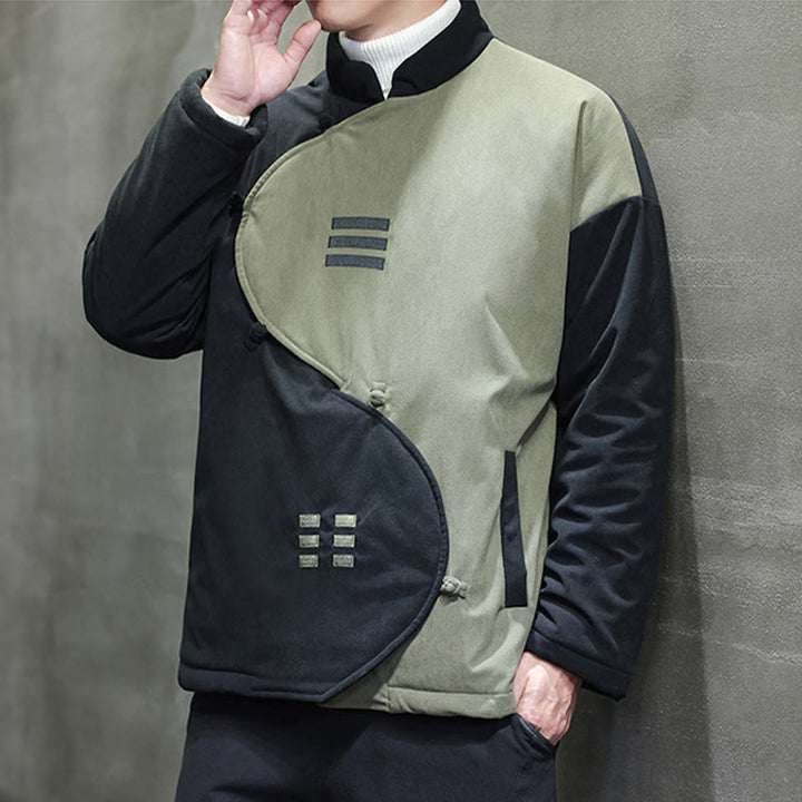 Buddha Stones Winter Yin Yang Tai Chi Corduroy Long Sleeve Men's Jacket With Pockets - image 17