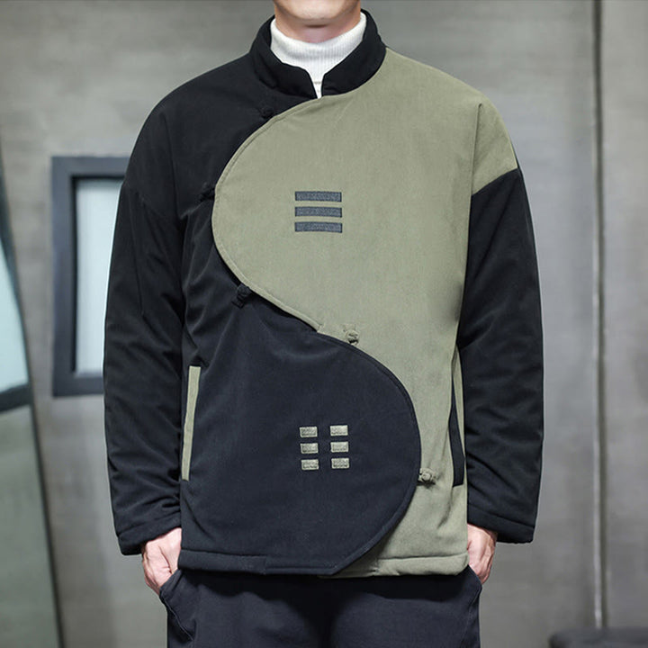Buddha Stones Winter Yin Yang Tai Chi Corduroy Long Sleeve Men's Jacket With Pockets - image 15