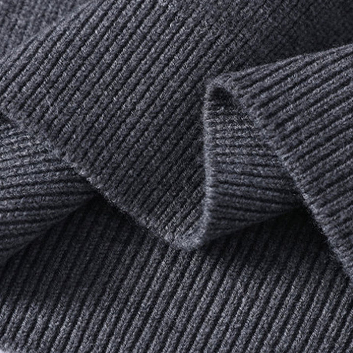 Buddha Stones Winter Black Stand Collar Design Warm Men's Long Sleeve Knitted Sweater - image 5