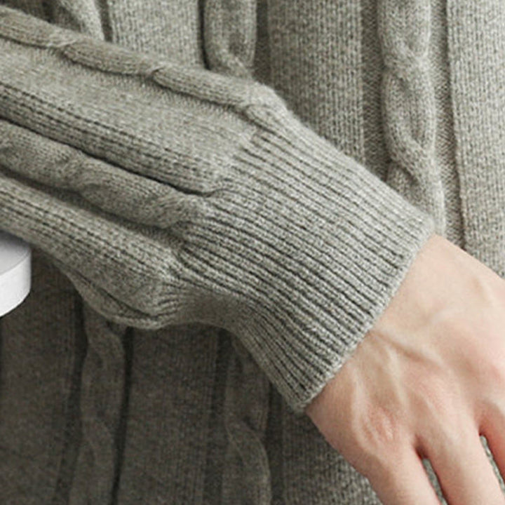 Buddha Stones Winter V-Neck Buttons Twisted Design Warm Men's Long Sleeve Knitted Sweater - image 20