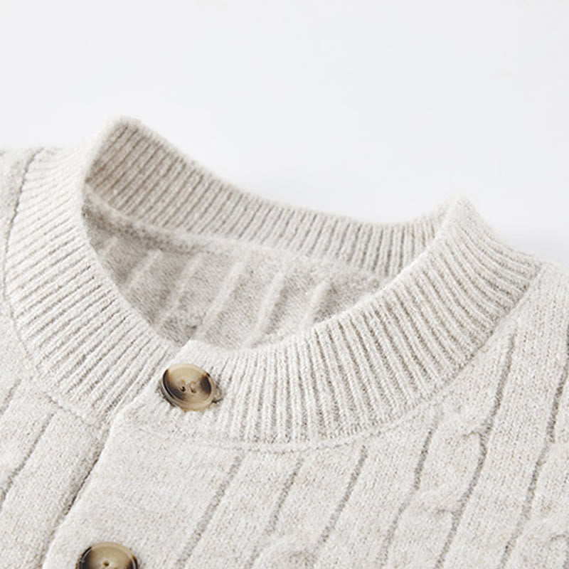 Buddha Stones Winter Crew Neck Three Buttons Twisted Design Warm Men's Long Sleeve Knitted Sweater - image 6