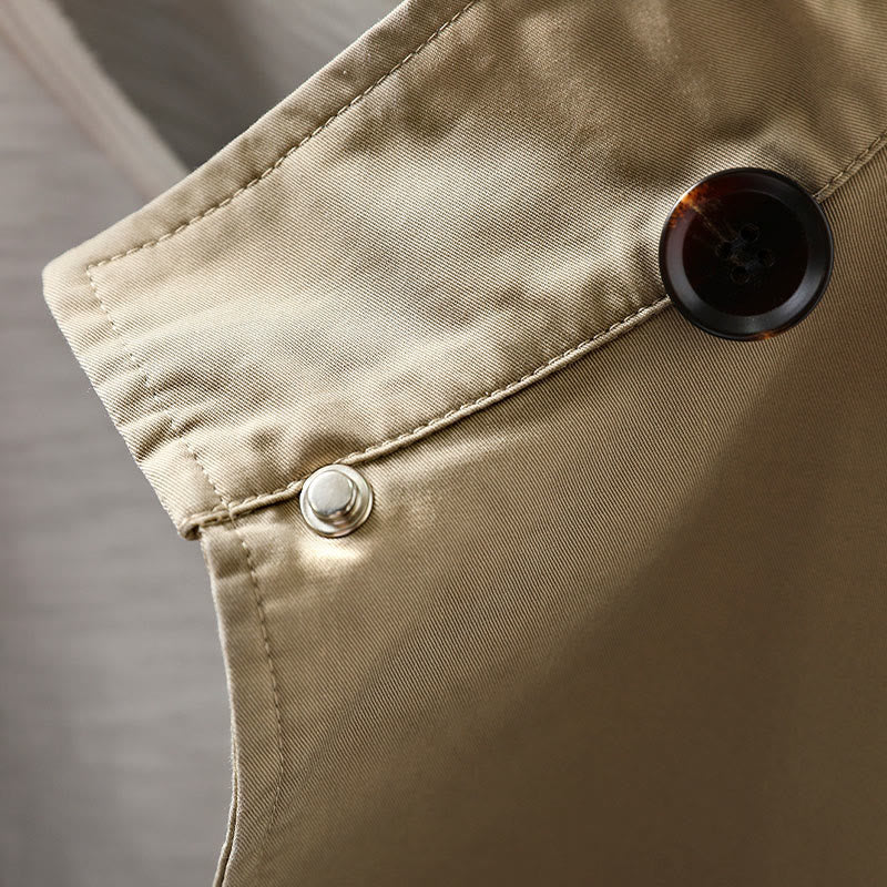 Buddha Stones Fall Buttons Long Sleeve Mid-length Cotton Women's Jacket With Pockets - image 7