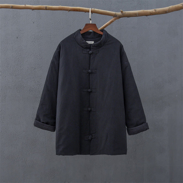 Buddha Stones Winter Solid Frog-Button Long Sleeve Cotton Women's Thermal Jacket With Pockets - image 17