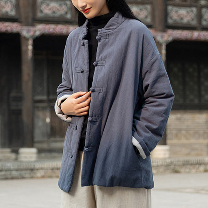 Buddha Stones Winter Solid Frog-Button Long Sleeve Cotton Women's Thermal Jacket With Pockets - image 29