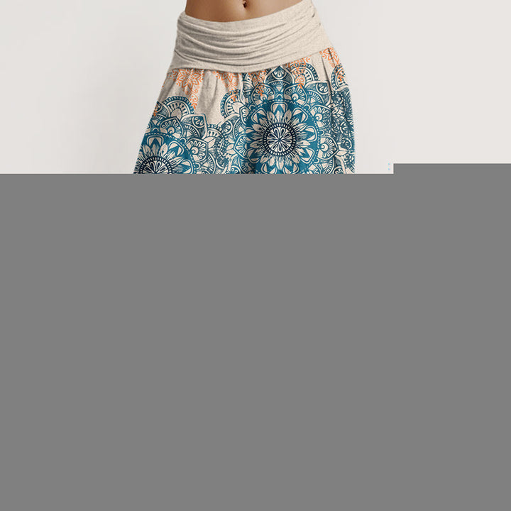 Buddha Stones Pure Cotton Triangular Mandala Patterns Women's Elastic Waist Harem Pants - Beige - US22，UK/AU26，EU54 (6XL) - image 5