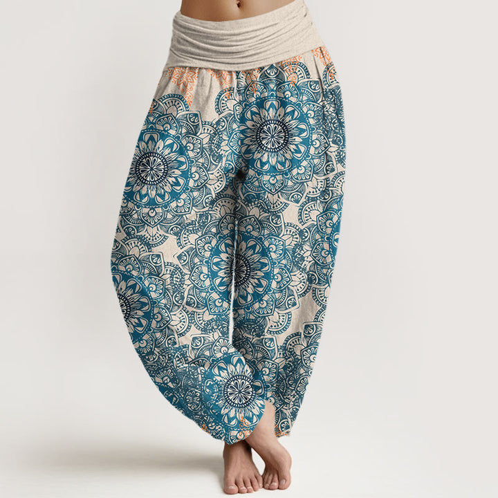 Buddha Stones Cotton Triangular Mandala Patterns Women's Elastic Waist Harem Pants - Beige - US22，UK/AU26，EU54 (6XL) - image 4