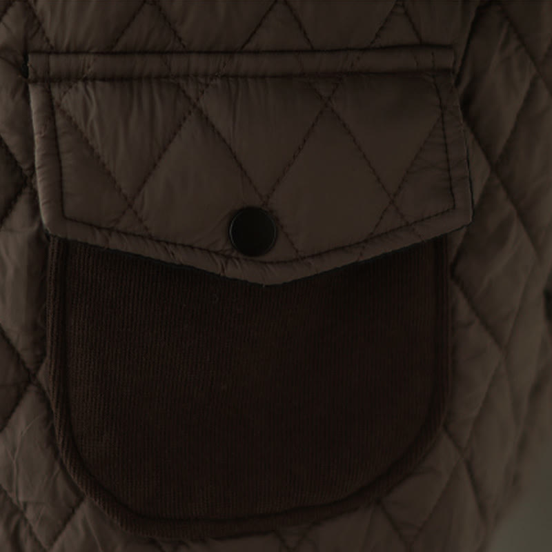 Buddha Stones Diamond Pattern Women's Long Sleeve Thickened Jacket With Pockets - image 9