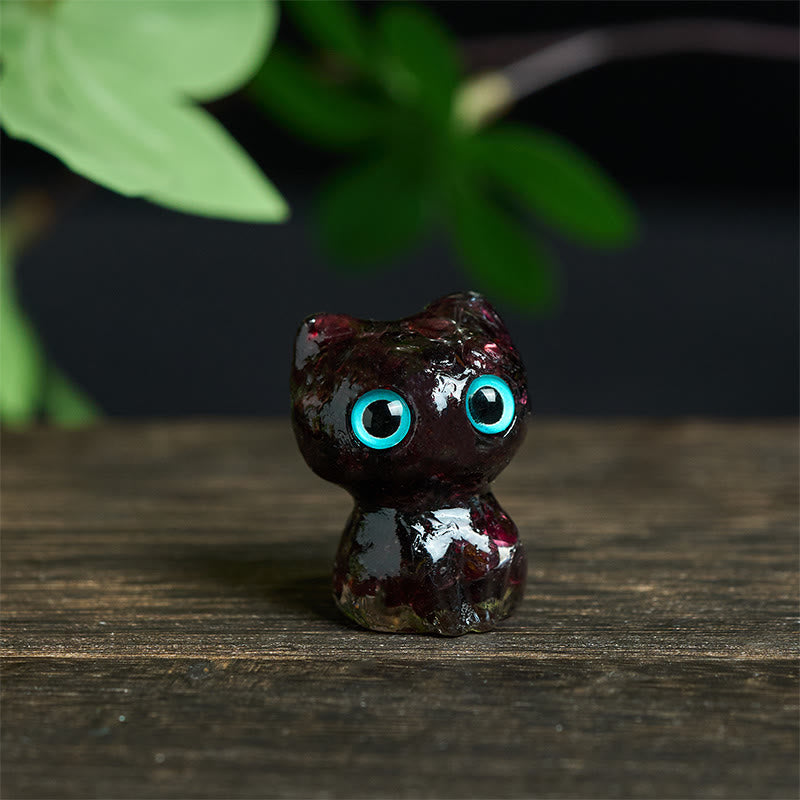 Buddha Stones Crystal Drip Resin Small Cat Purification Decoration Statue - Garnet(34*25*22mm) - image 0