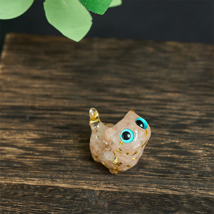 Buddha Stones Crystal Drip Resin Small Cat Serenity Fulfilment Decoration Statue - Pink Crystal(36*32*22mm) - image 18