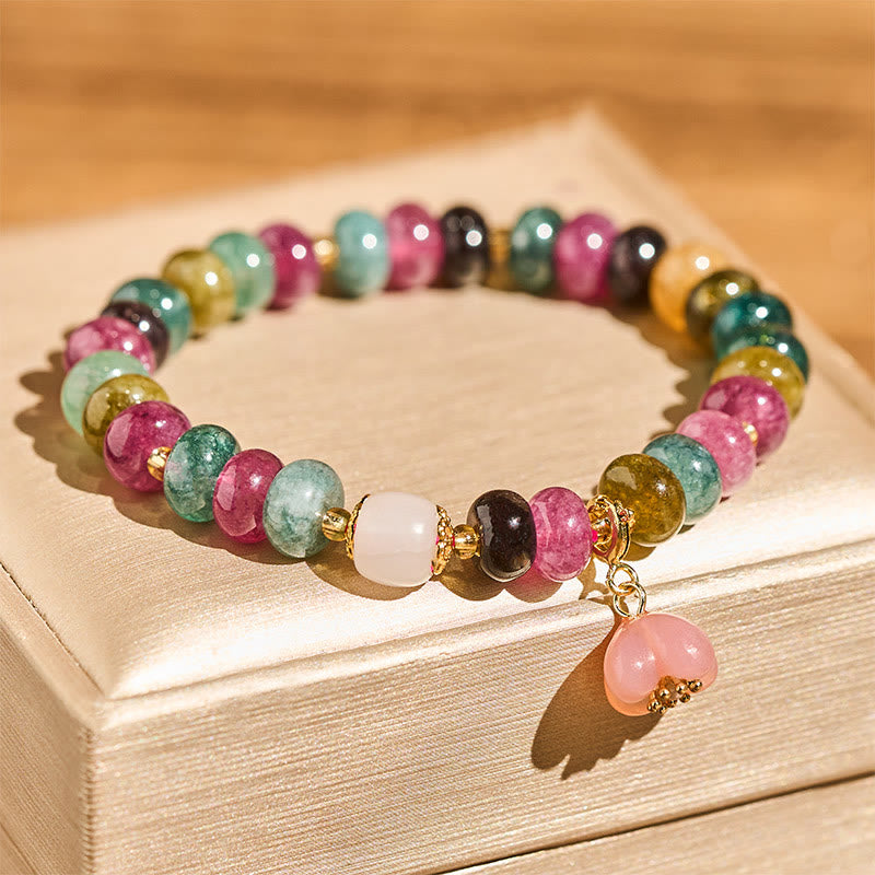 Buddha Stones Tourmaline Yanyuan Agate Peach Blossoms Love Bracelet - image 1
