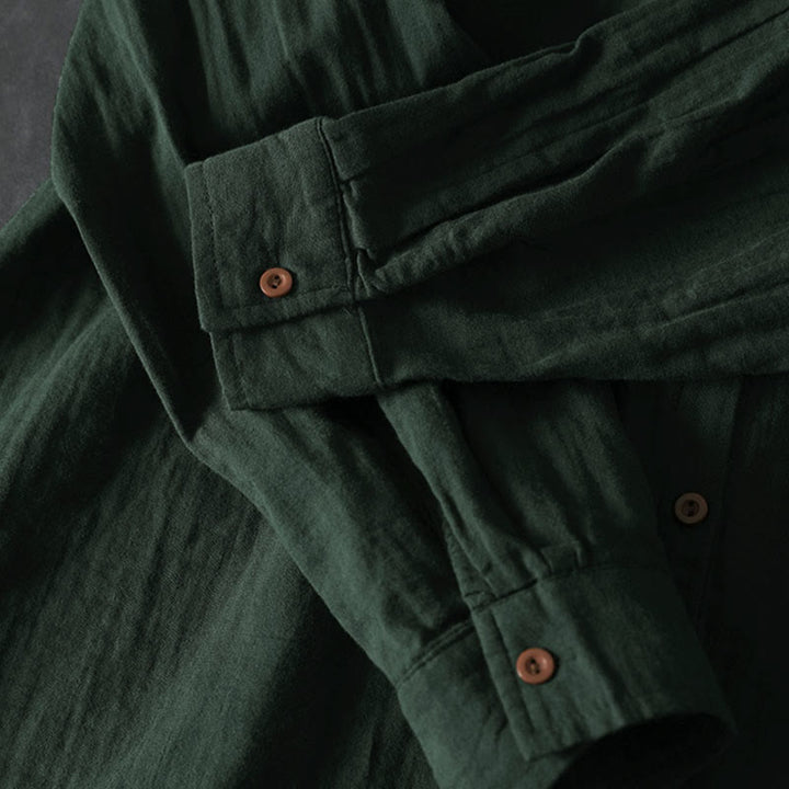 Buddha Stones Fall Contrasting Pocket Buttons Down Long Sleeve Women's Cotton Shirt - image 8